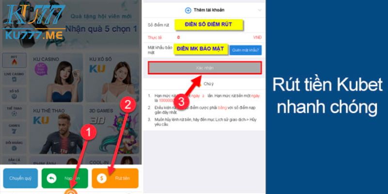 Rút tiền Kubet là thao tác quan trọng